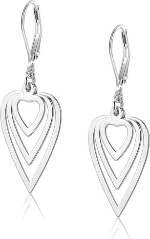 Sterling Silver Heart Earrings for Women 14K Gold Plated Love Heart Dangle Earrings Drop Hypoallergenic Leverback Huggie Hoop Earing for Women Trendy in Saudi Arabia