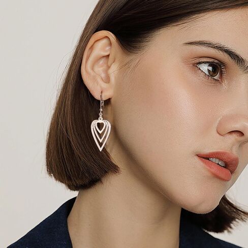 Sterling Silver Heart Earrings for Women 14K Gold Plated Love Heart Dangle Earrings Drop Hypoallergenic Leverback Huggie Hoop Earing for Women Trendy in Saudi Arabia