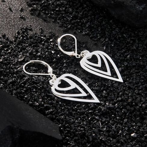 Sterling Silver Heart Earrings for Women 14K Gold Plated Love Heart Dangle Earrings Drop Hypoallergenic Leverback Huggie Hoop Earing for Women Trendy in Saudi Arabia