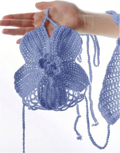 MakeMeChic Women's Bikini Sets Crochet 3D Floral Halter Tie Back Boho Bathing Suit in Saudi Arabia