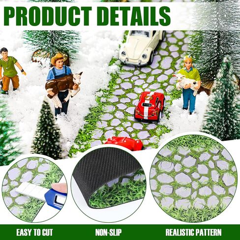 Jetec 2 Pcs Christmas Village Accessories Christmas Brick Snow Road Village Street Mat Decorations Snow Brick Mat for Home Garden Landscape, 4.7 x 47.2 Inch(Fresh Style) in Saudi Arabia
