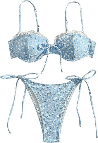 Shenhe Women Intelfore Swimsuit 2 قطعة دانتيل زهرة in Kuwait