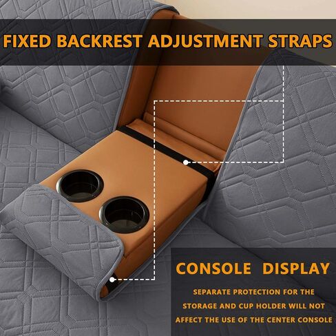 4 Pieces Click Clack Sofa Bed Cover 3 Seater, Quilted Convertible Folding Cover with 2 Removable Armrests and 1 Holders Covers (Grey) in Kuwait