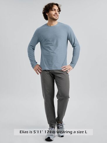 ODODOS Men's Long Sleeve Performance T-Shirt - Stratum Tech Tee, Ultra Soft Moisture Wicking UPF 50+ - The Ascent Series in Saudi Arabia