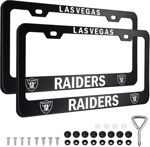 2PCS Black License Plate Frames, Car License Plate Bracket Holder, Premium Aluminum Alloy Weather Proof License Plate Covers with Screw Caps Cover Set Car Accessories in Saudi Arabia