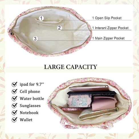Sunwel Fashion Top Zipper Women Floral Quilted Tote Bag for Work Travel Gym Shopping Beach in Saudi Arabia