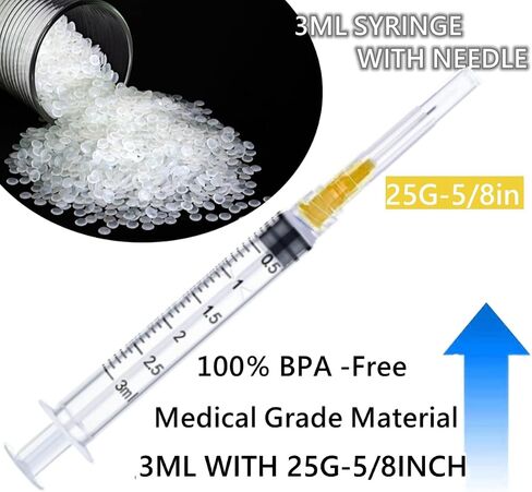 1cc 1ml with 25 Gauge 5/8 Inch, Sterile Lab Utensils Scientific Research, Industrial Dispensing or Liquid Measuring - Pack of 50 in Saudi Arabia