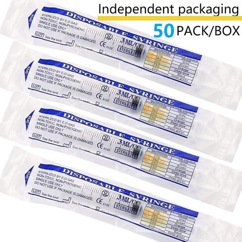 1cc 1ml with 25 Gauge 5/8 Inch, Sterile Lab Utensils Scientific Research, Industrial Dispensing or Liquid Measuring - Pack of 50 in Saudi Arabia