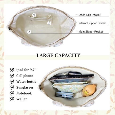 Sunwel Fashion Top Zipper Women Floral Quilted Tote Bag for Work Travel Gym Shopping Beach in Saudi Arabia