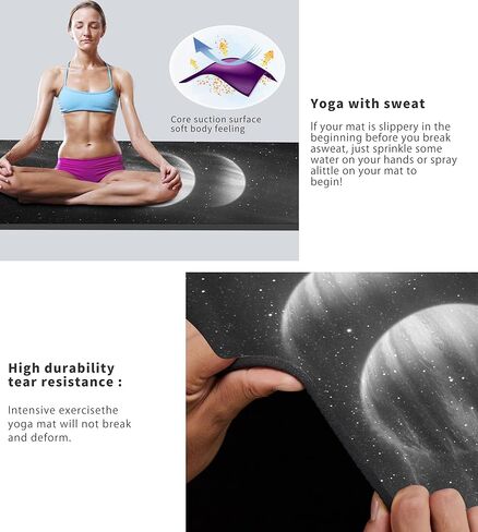 Cifupy Yoga Mat Double-Sided Non Slip Exercise Mat Eco Friendly TPE Fitness Exercise Mat With Carrying Strap & Storage Bag Workout Mat for Yoga, Pilates and Floor Exercises in Kuwait