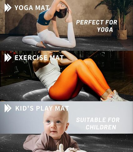 Cifupy Yoga Mat Double-Sided Non Slip Exercise Mat Eco Friendly TPE Fitness Exercise Mat With Carrying Strap & Storage Bag Workout Mat for Yoga, Pilates and Floor Exercises in Kuwait