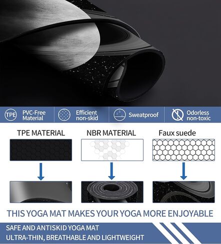 Cifupy Yoga Mat Double-Sided Non Slip Exercise Mat Eco Friendly TPE Fitness Exercise Mat With Carrying Strap & Storage Bag Workout Mat for Yoga, Pilates and Floor Exercises in Kuwait