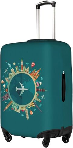 World Travel Luggage Covers and Luggage Tags Tsa Approved, Elastic Washable Fashionable Anti-Scratch Protector, Birthday Gifts for Men Women (M 22-25 Inch Luggage) in Kuwait