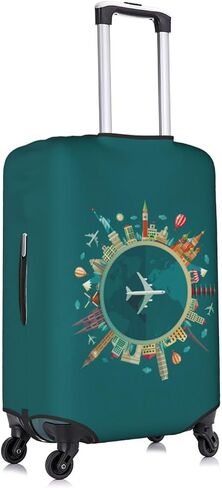 World Travel Luggage Covers and Luggage Tags Tsa Approved, Elastic Washable Fashionable Anti-Scratch Protector, Birthday Gifts for Men Women (M 22-25 Inch Luggage) in Kuwait