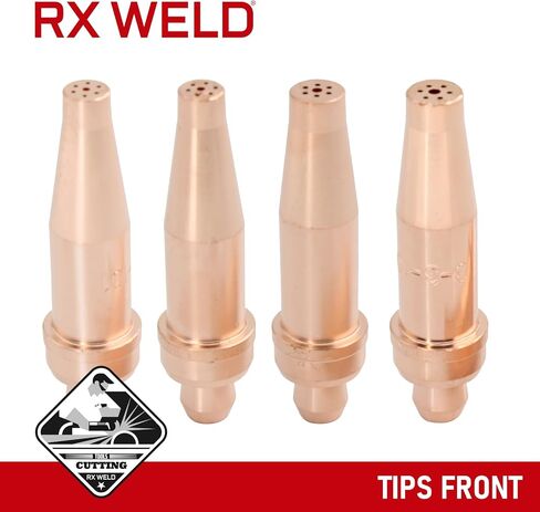 أطراف شعلة قطع الأسيتيلين 1-101 من RX WELD، مقاس 0-3، شعلة شديدة التحمل على شكل حرف V - عبوة من 4 قطع in Kuwait