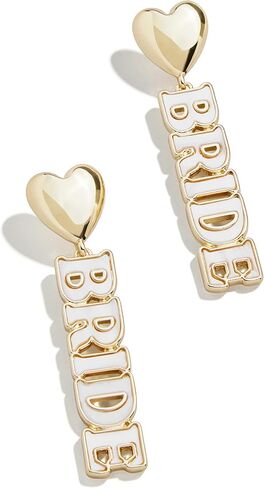 Something Blue Earring Set - Fun Blue Heart and Bride Script Earrings, Bridal Earrings, Wedding Earrings, Stud Earrings for Women, Novelty Earrings for Women, Themed Earrings - Blue/Gold in Saudi Arabia