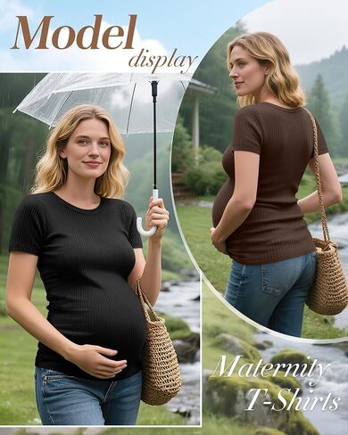 Neer 4 Pack Women's Maternity Cotton T Shirts Short Sleeve Tops Side Ruched Pregnancy Tees Casual Ribbed Mama Clothes in Saudi Arabia