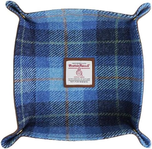 Harris Tweed Wool Valet Tray - Handcrafted Desk Organizer with Brass Snaps,Versatile Storage for Keys, Coin, Jewelry, and More in Kuwait