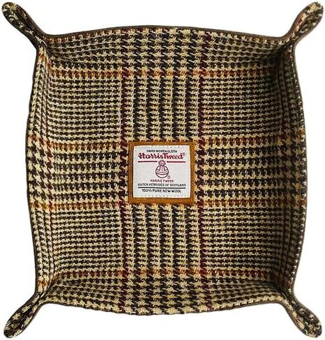Harris Tweed Wool Valet Tray - Handcrafted Desk Organizer with Brass Snaps,Versatile Storage for Keys, Coin, Jewelry, and More in Saudi Arabia
