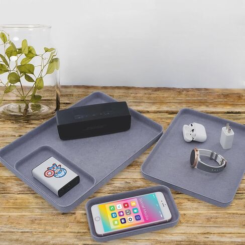 Welaxy EDC Catchall Desk Organizer Felt Tray Stylish nightstand Multi Tray Entryway Bedside Caddy for Keys Phone Wallet Watch Glasses Pens Office Accessory Minimalist Living 4-Piece (Glacier Gray) in Saudi Arabia