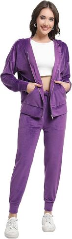 Women's Velour Tracksuit Long Sleeve Sweatsuits Set Casual 2 Piece Lounge Outfits in Saudi Arabia