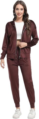 Women's Velour Tracksuit Long Sleeve Sweatsuits Set Casual 2 Piece Lounge Outfits in Saudi Arabia