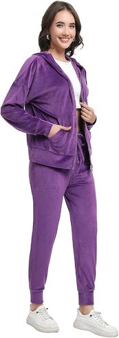 Women's Velour Tracksuit Long Sleeve Sweatsuits Set Casual 2 Piece Lounge Outfits in Saudi Arabia