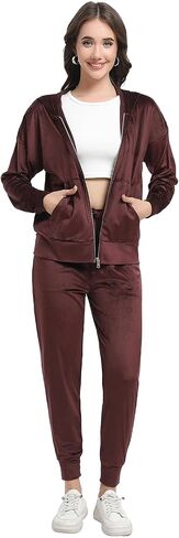 Women's Velour Tracksuit Long Sleeve Sweatsuits Set Casual 2 Piece Lounge Outfits in Saudi Arabia