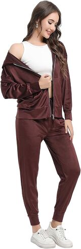 Women's Velour Tracksuit Long Sleeve Sweatsuits Set Casual 2 Piece Lounge Outfits in Saudi Arabia