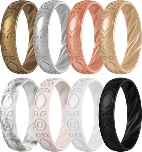 ThunderFit Silicone Wedding Bands for Women, Inner Arc Breathable Rubber Engagement Rings 5.5 mm Wide 1.8 mm Thick - 1/4/6/8/10 Variety Multipack in Saudi Arabia