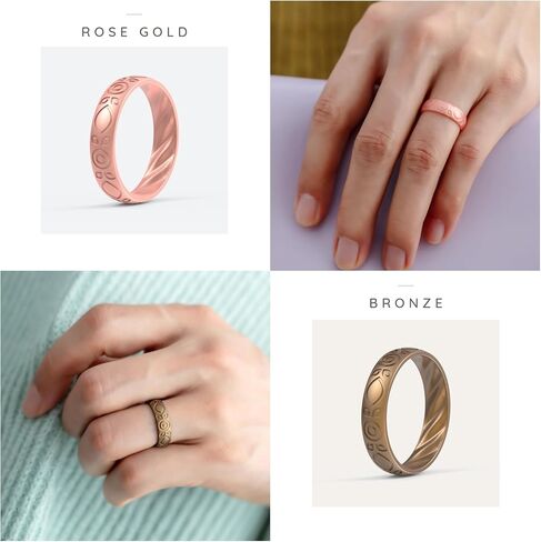 ThunderFit Silicone Wedding Bands for Women, Inner Arc Breathable Rubber Engagement Rings 5.5 mm Wide 1.8 mm Thick - 1/4/6/8/10 Variety Multipack in Saudi Arabia