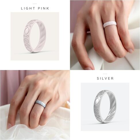 ThunderFit Silicone Wedding Bands for Women, Inner Arc Breathable Rubber Engagement Rings 5.5 mm Wide 1.8 mm Thick - 1/4/6/8/10 Variety Multipack in Saudi Arabia
