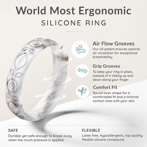 ThunderFit Silicone Wedding Bands for Women, Inner Arc Breathable Rubber Engagement Rings 5.5 mm Wide 1.8 mm Thick - 1/4/6/8/10 Variety Multipack in Saudi Arabia