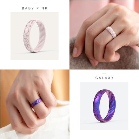 ThunderFit Silicone Wedding Bands for Women, Inner Arc Breathable Rubber Engagement Rings 5.5 mm Wide 1.8 mm Thick - 1/4/6/8/10 Variety Multipack in Saudi Arabia