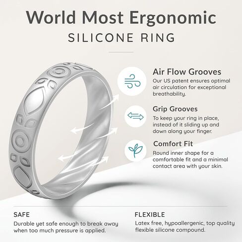 ThunderFit Silicone Wedding Bands for Women, Inner Arc Breathable Rubber Engagement Rings 5.5 mm Wide 1.8 mm Thick - 1/4/6/8/10 Variety Multipack in Saudi Arabia