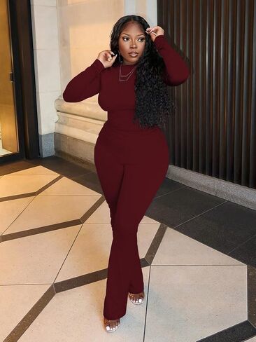 نساء 2 قطعة صالة مجموعات المحاصيل عالية wasit foldover flare leggings السراويل السراويل تجريب العارضة. in Kuwait