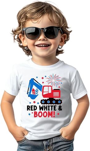4th of July Shirt for Toddler Boys Girls Kids, Independence Day USA Flag Red White Blue T-Shirt 2-8T in Kuwait