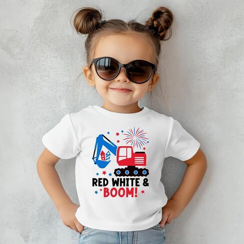 4th of July Shirt for Toddler Boys Girls Kids, Independence Day USA Flag Red White Blue T-Shirt 2-8T in Kuwait