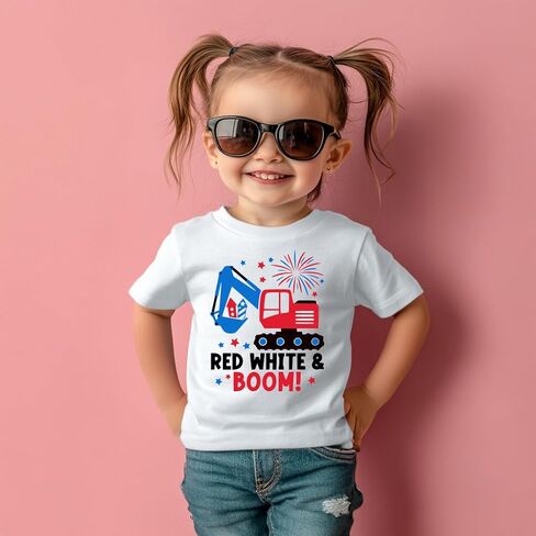4th of July Shirt for Toddler Boys Girls Kids, Independence Day USA Flag Red White Blue T-Shirt 2-8T in Kuwait