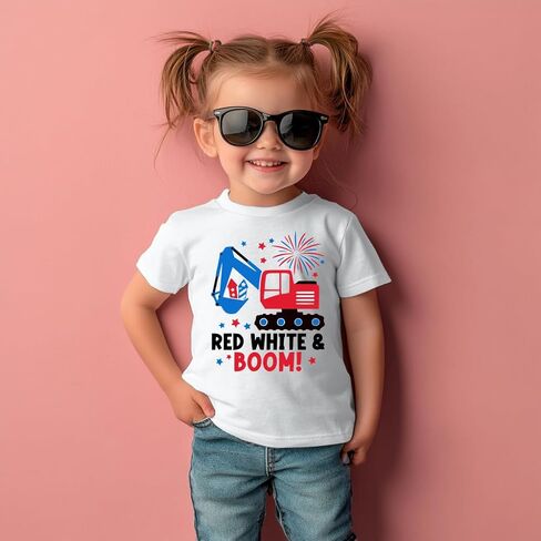 4th of July Shirt for Toddler Boys Girls Kids, Independence Day USA Flag Red White Blue T-Shirt 2-8T in Kuwait