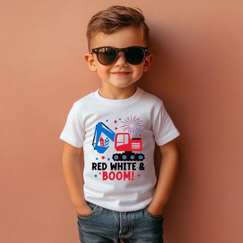 4th of July Shirt for Toddler Boys Girls Kids, Independence Day USA Flag Red White Blue T-Shirt 2-8T in Kuwait