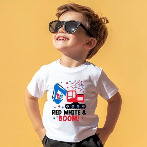 4th of July Shirt for Toddler Boys Girls Kids, Independence Day USA Flag Red White Blue T-Shirt 2-8T in Kuwait