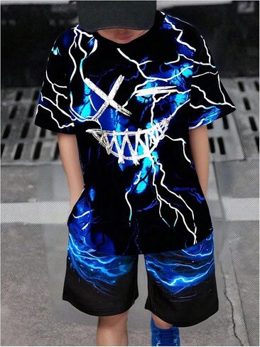 WDIRARA Boy's Graphic Print Short Sleeve T Shirts Round Neck Reflective Summer Tee Tops in Saudi Arabia