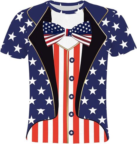 Eciodci Kids American USA Flag Fational Thirts Tirts 4th of July Summer Thirt for Boys Girls Short Sleeve 4-15 Years in Kuwait
