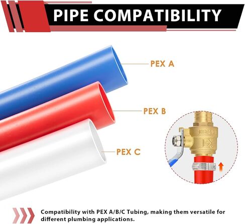 (عبوة من 4) EFIELD 3/4 بوصة Barb Crimp Pex صمام كروي كامل المنفذ ساخن وبارد مع مستوى الفراشة in Saudi Arabia