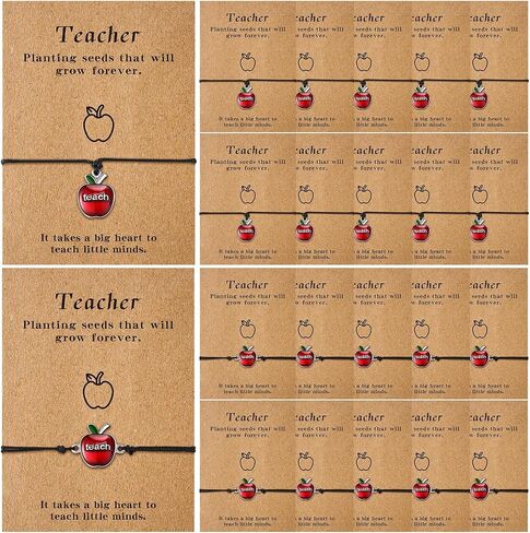 Sureio 36 Pcs Teacher Gifts for Women, Teacher Bracelets with Blessing Card Bangle Adjustable Bracelet Thank You Appreciation Gifts for Graduation, Birthday in Saudi Arabia