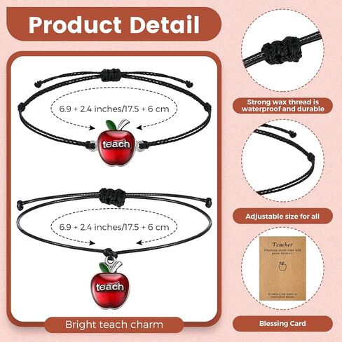 Sureio 36 Pcs Teacher Gifts for Women, Teacher Bracelets with Blessing Card Bangle Adjustable Bracelet Thank You Appreciation Gifts for Graduation, Birthday in Saudi Arabia