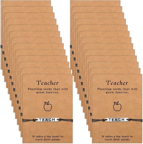 Sureio 36 Pcs Teacher Gifts for Women, Teacher Bracelets with Blessing Card Bangle Adjustable Bracelet Thank You Appreciation Gifts for Graduation, Birthday in Saudi Arabia