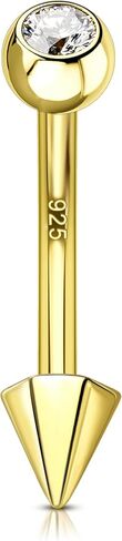 Cocharm 925 Sterling Silver Belly Button Ring 14g Gold Spike Belly Diet Jewelry for Women Men 10mm Belly Bar Nickel Free in Kuwait