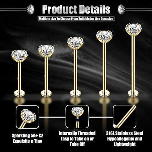 16G Labret Cheek Tongue Rings Surgical Steel Monroe Lip Piercing Jewelry Barbell Rings Kits Ultra-long Bar Length 14/16/19/22/25mm in Saudi Arabia